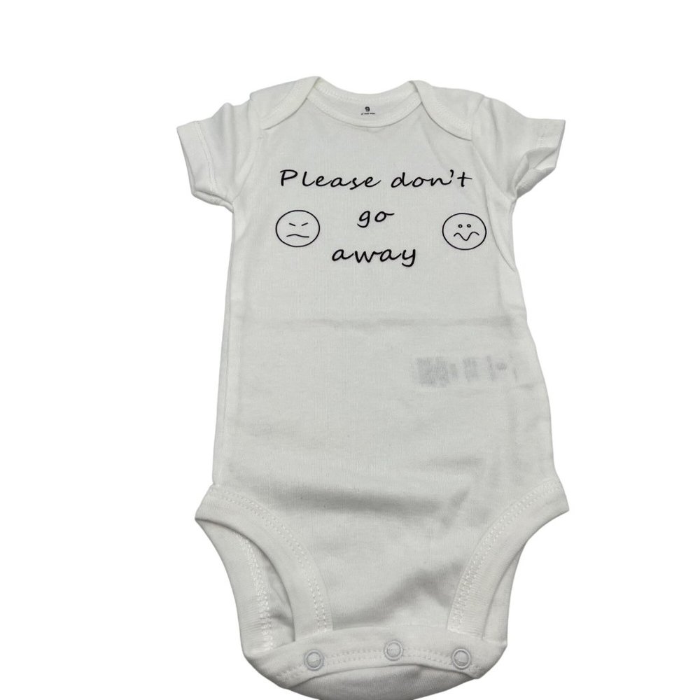 Infant Bodysuit Size 9 Months White Short Sleeve Please Don't Go Away NEW